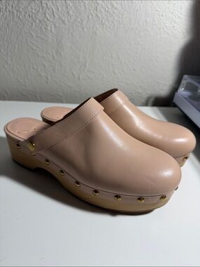 J. Crew Women’s Nude Faux-Leather Studded Clog Mules
